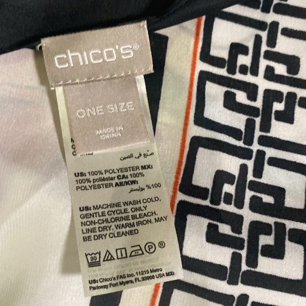 Chico's Women's Flowers Geometric Border Square Scarf Wrap Large Multi-Color